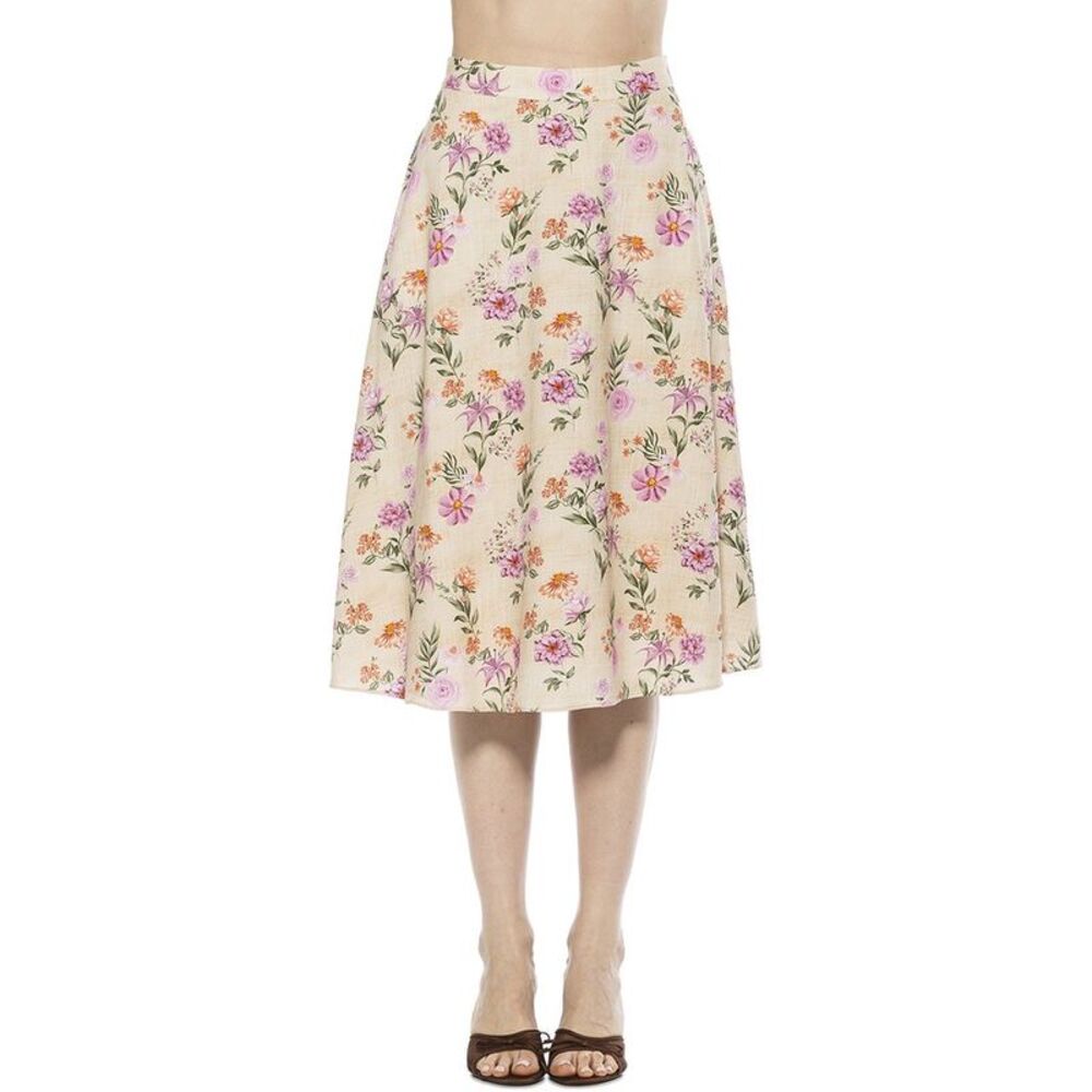 Alexia Admor Womens  Mabel Flared Linen-Blend Skirt, Pink